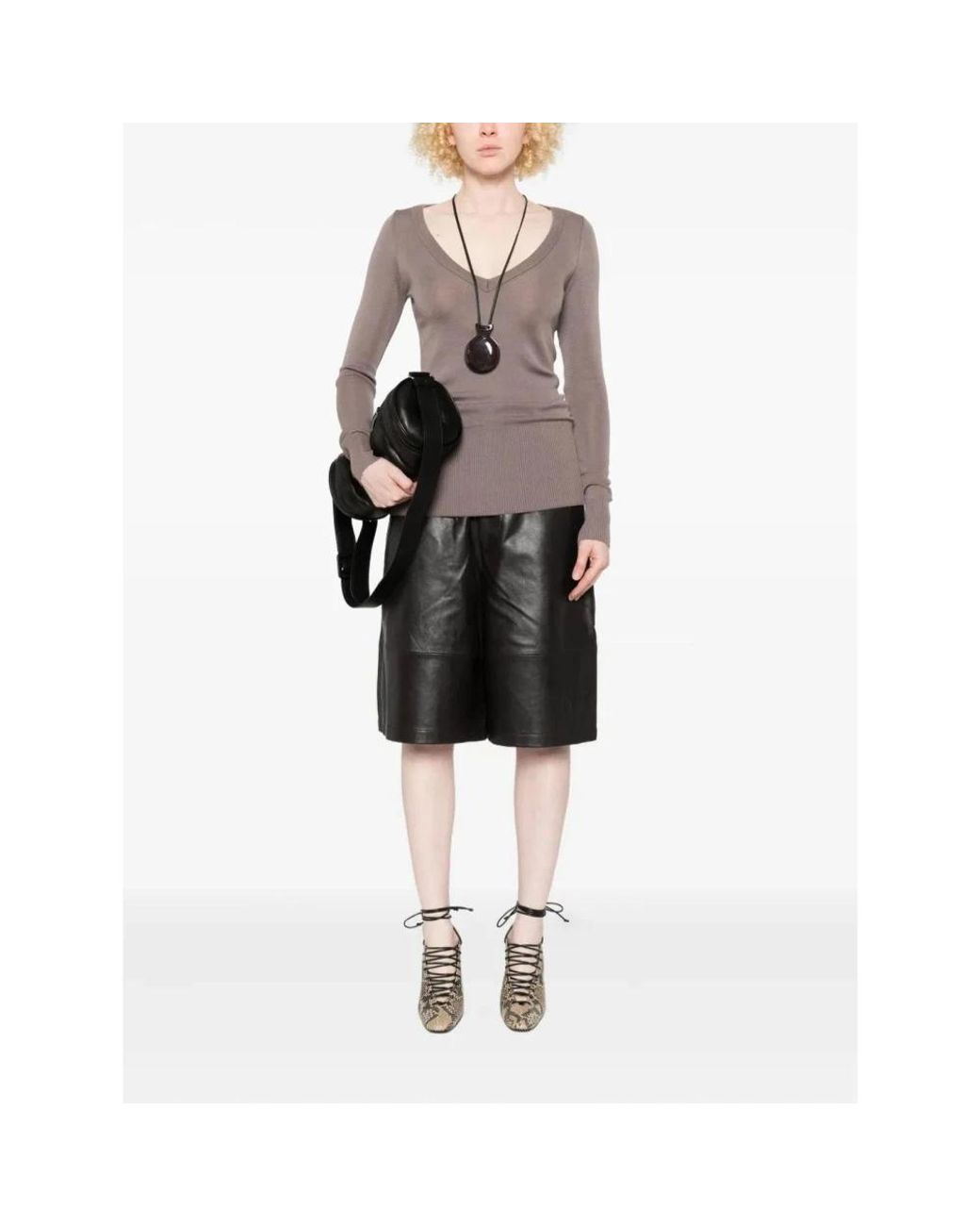Lemaire Purple V-Neck Knitwear
