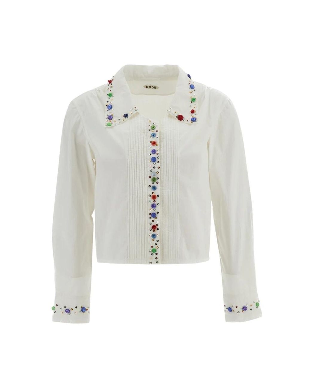 Bode White Button Jar Bluse