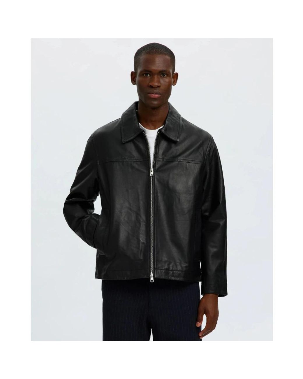 SELECTED Black Leather Jackets for men