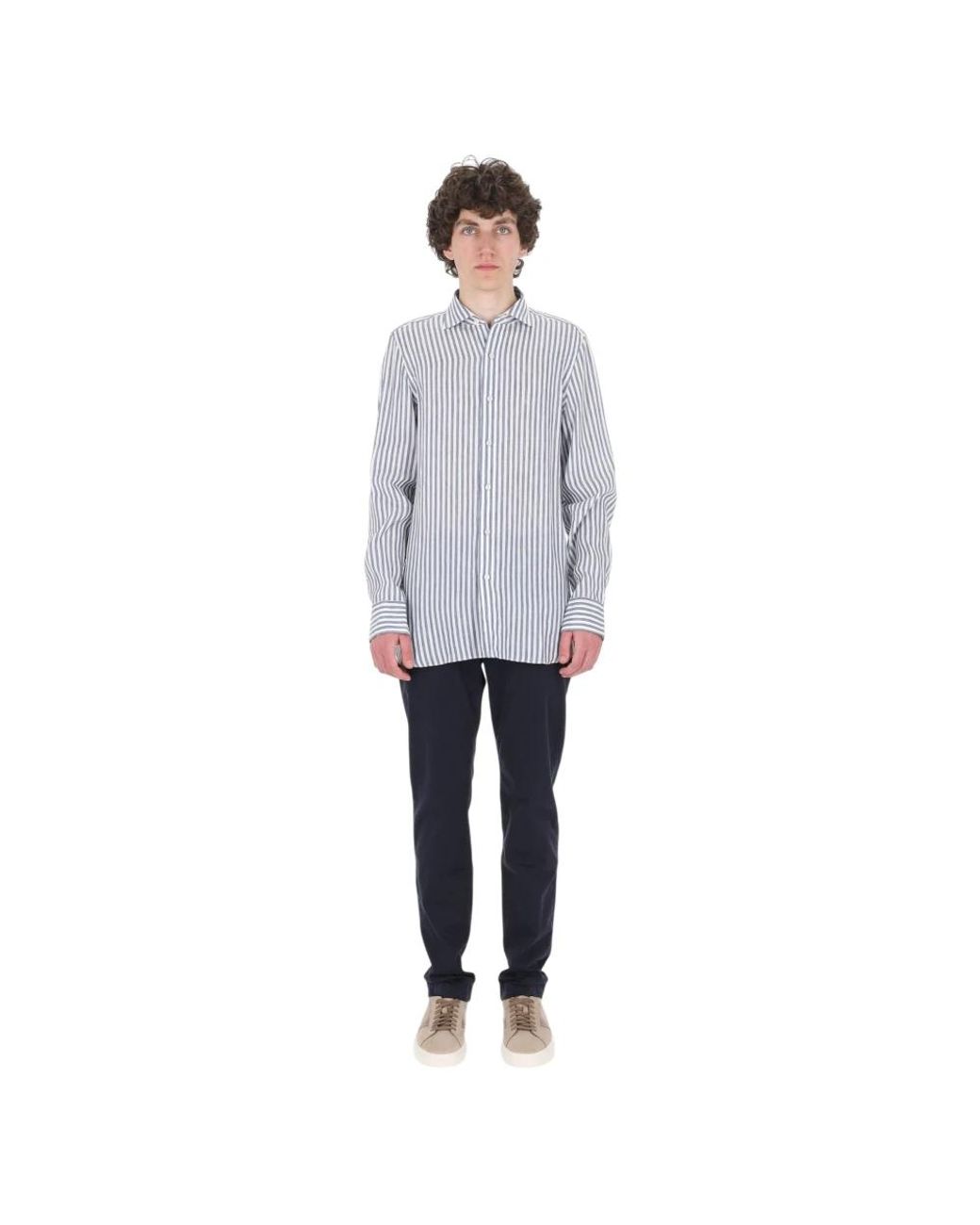 Finamore 1925 Blue Casual Shirts for men