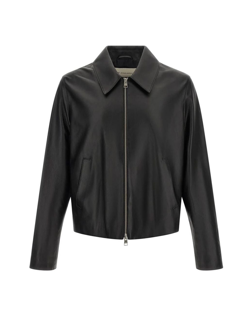 AMI Black Leather Jackets for men