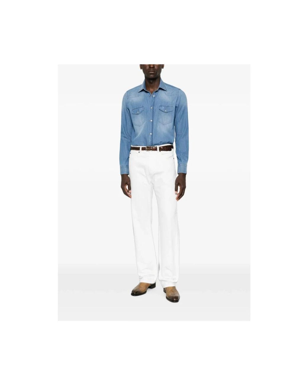 Sartorio Napoli Blue Denim Shirts for men