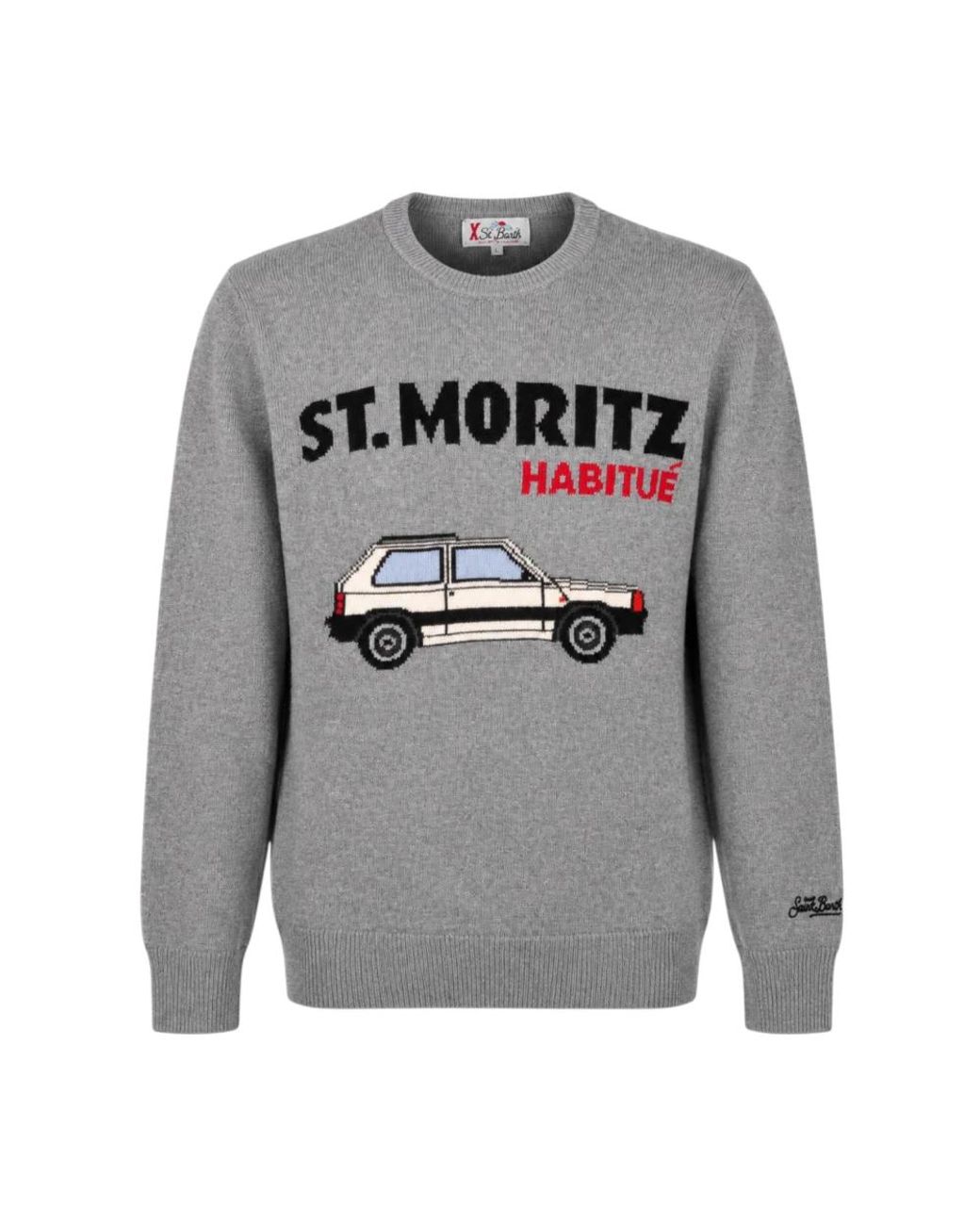 Mc2 Saint Barth Gray Round-Neck Knitwear for men