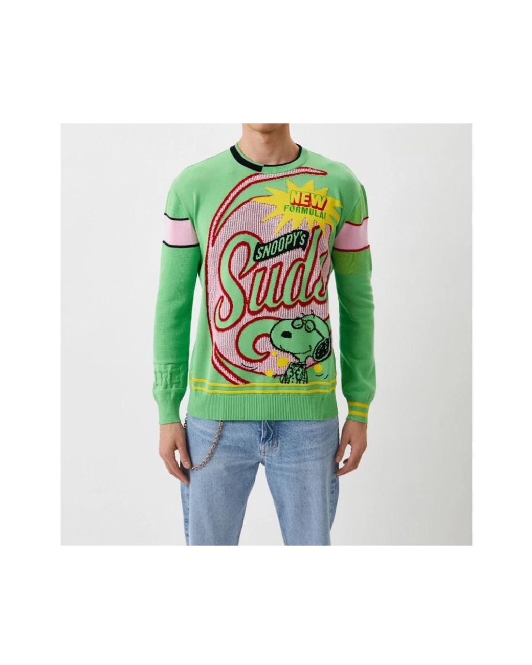 Iceberg Green Round-Neck Knitwear for men