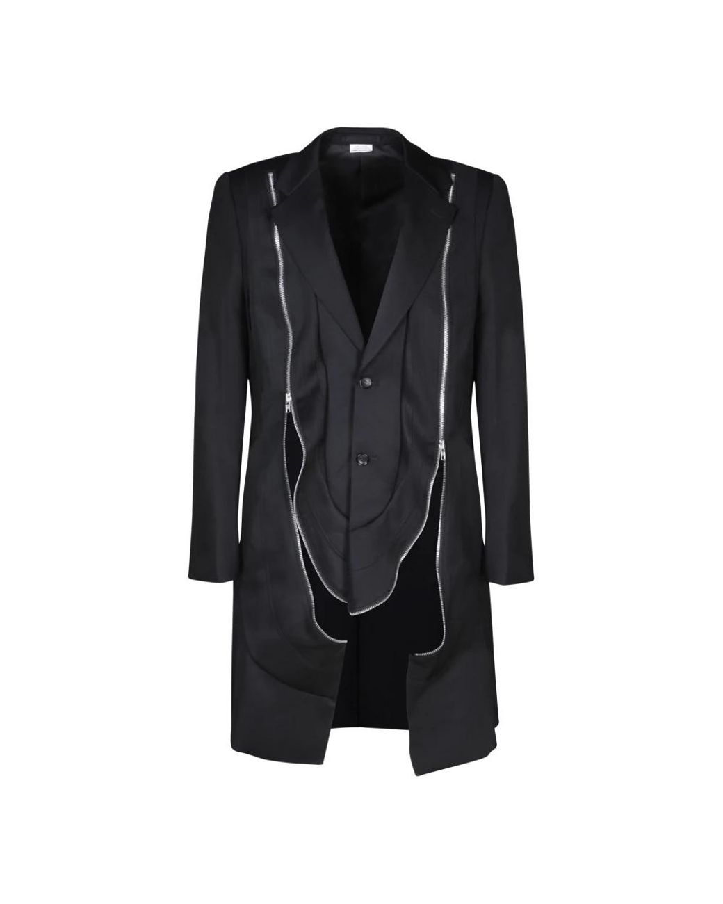 Comme des Garçons Jassen ,Zwart ,Wol Wollen Enkellange Jas in het Black voor heren