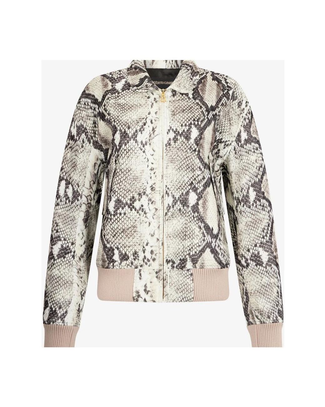 Roberto Cavalli Metallic Jacke Mit Python-Print