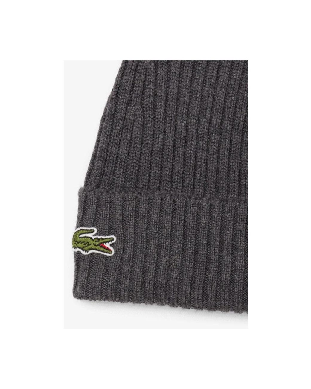 Lacoste Gray Gerippte Strickmütze