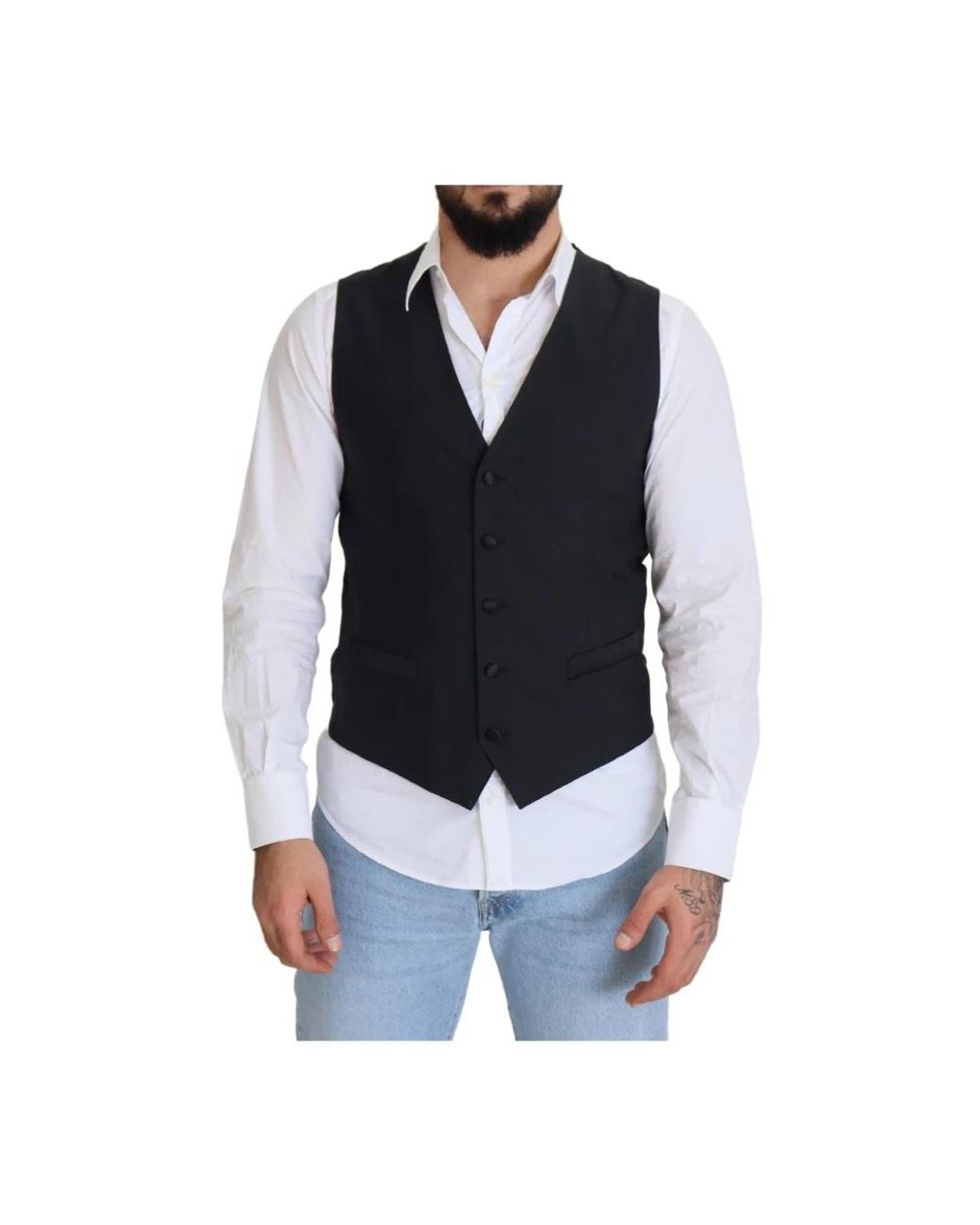 Dolce & Gabbana Black Waistcoats for men