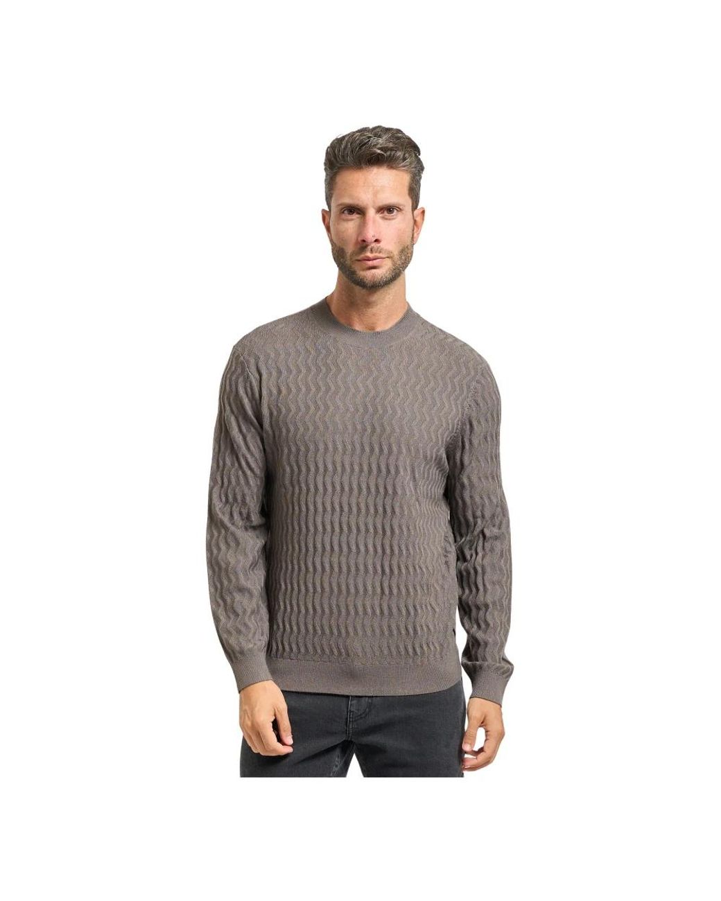 ARMANI EXCHANGE Gray Round-Neck Knitwear for men
