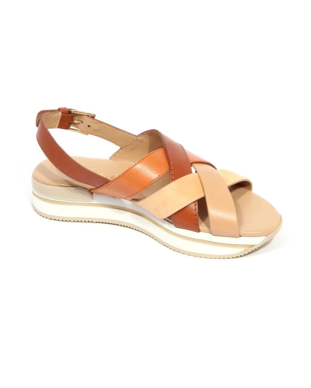 Hogan Schoenen ,Bruin ,Gekruiste Banden Sandaal Made in het Brown