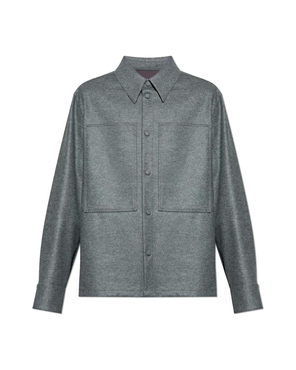 Jil Sander Overhemden ,Grijs ,Wol Wollen Shirt in het Gray voor heren