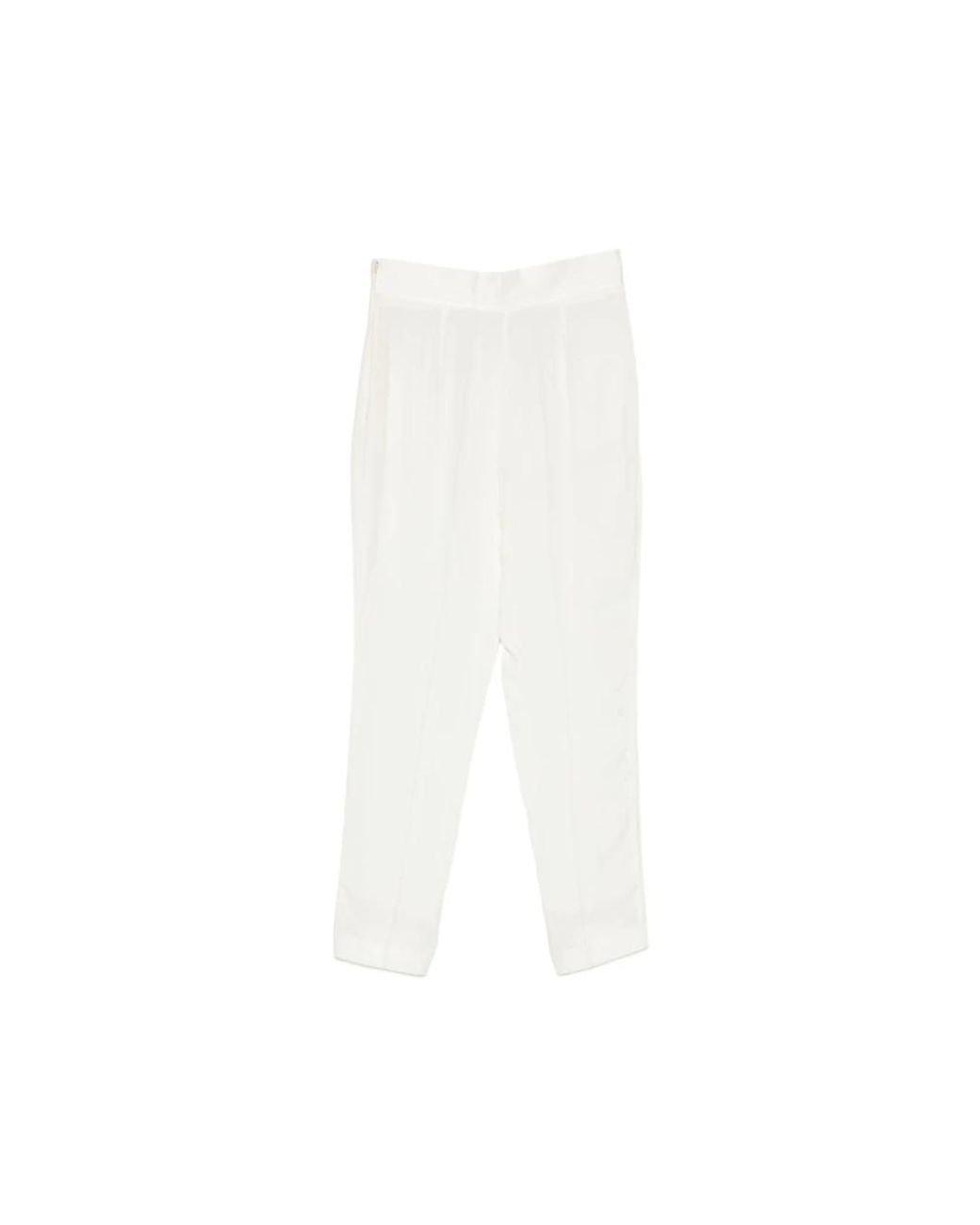 SIMONA CORSELLINI White Straight Trousers