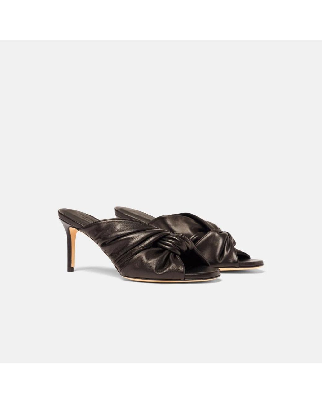 Scarosso Black Heeled Mules