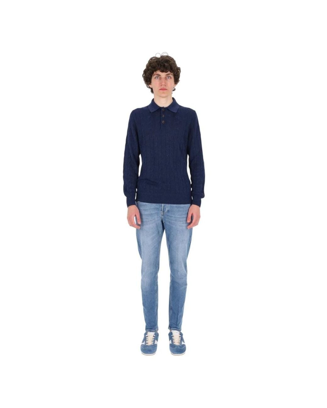 Barba Napoli Blue Round-Neck Knitwear for men