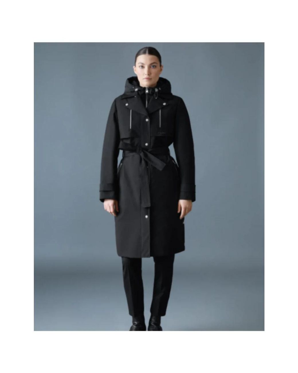 Mackage Black Siobhan Down Trench Coat With Removable Bib