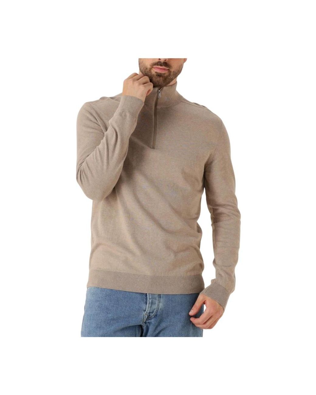 SELECTED Truien & Vesten ,Katoen Slhberg Half Zip Cardigan Noos in het Natural voor heren