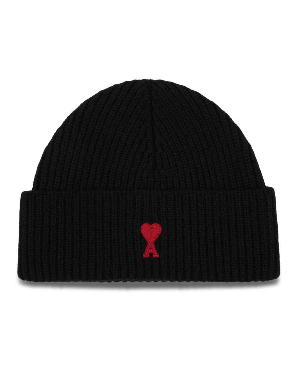 AMI Accessoires ,Zwart ,Zwarte Beanie Hoed Rood Adc in het Black