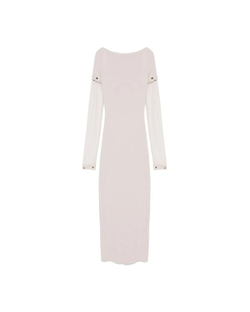 Sportmax Kleedjes ,Grijs ,Boot Neck Jurk Met Afneembare Mouwen in het White