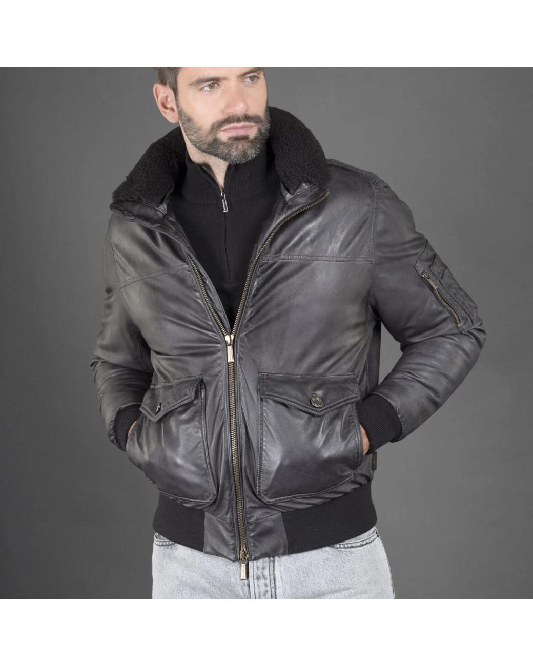 Leather Jackets Moorer de hombre de color Gray