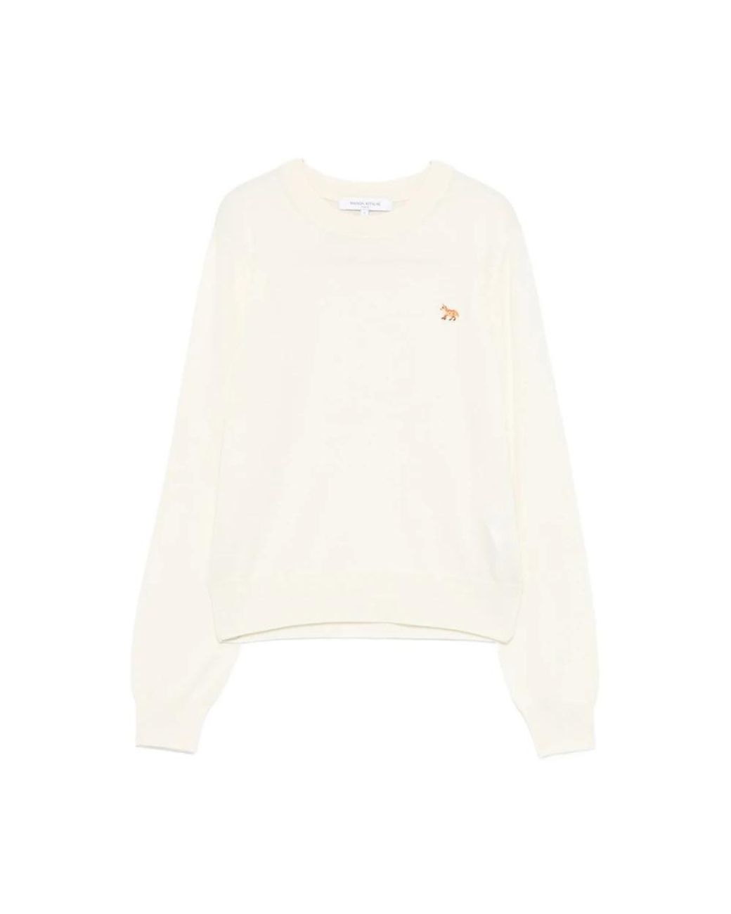 Maison Kitsuné White Round-Neck Knitwear
