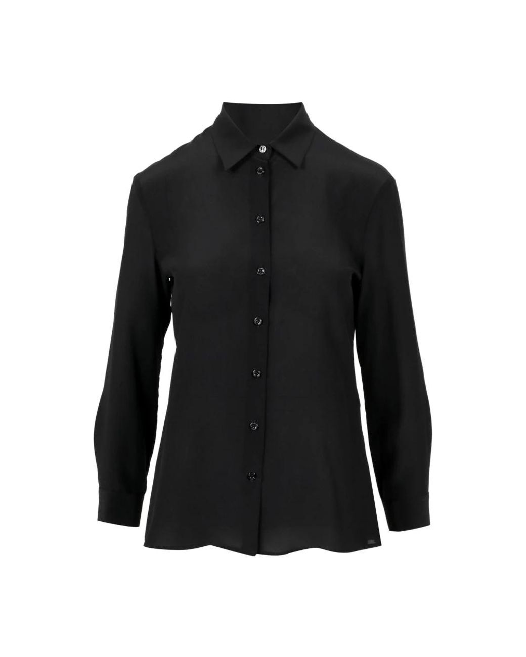 SIMONA CORSELLINI Overhemden ,Zwart ,Zijden Zwarte Blouse Puntkraag Lange Mouwen in het Black