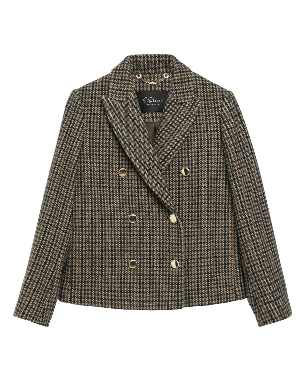 S.oliver Jassen ,Bruin ,Wol Pepita Blazer Jas in het Green