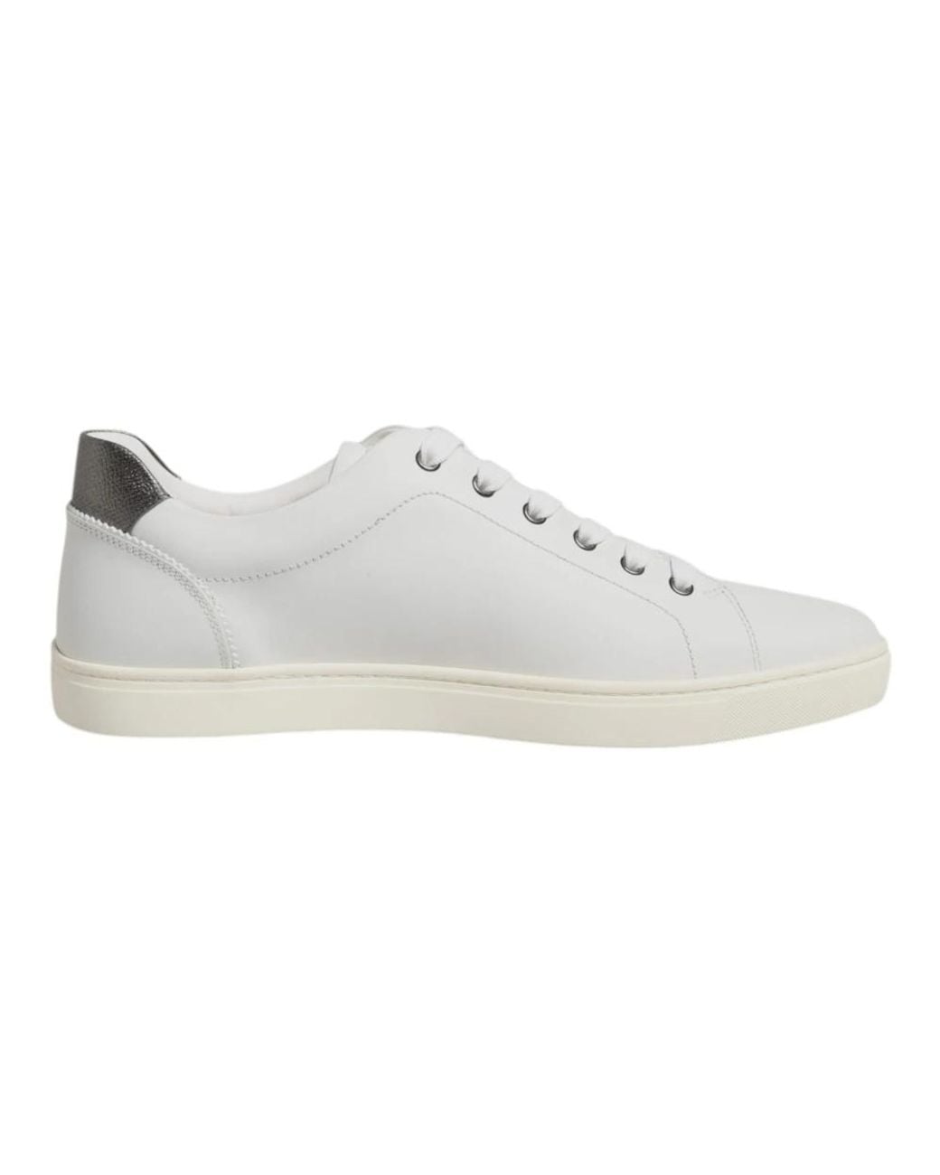 Dolce & Gabbana White Leather Heart Embellished Sneakers Shoes for men