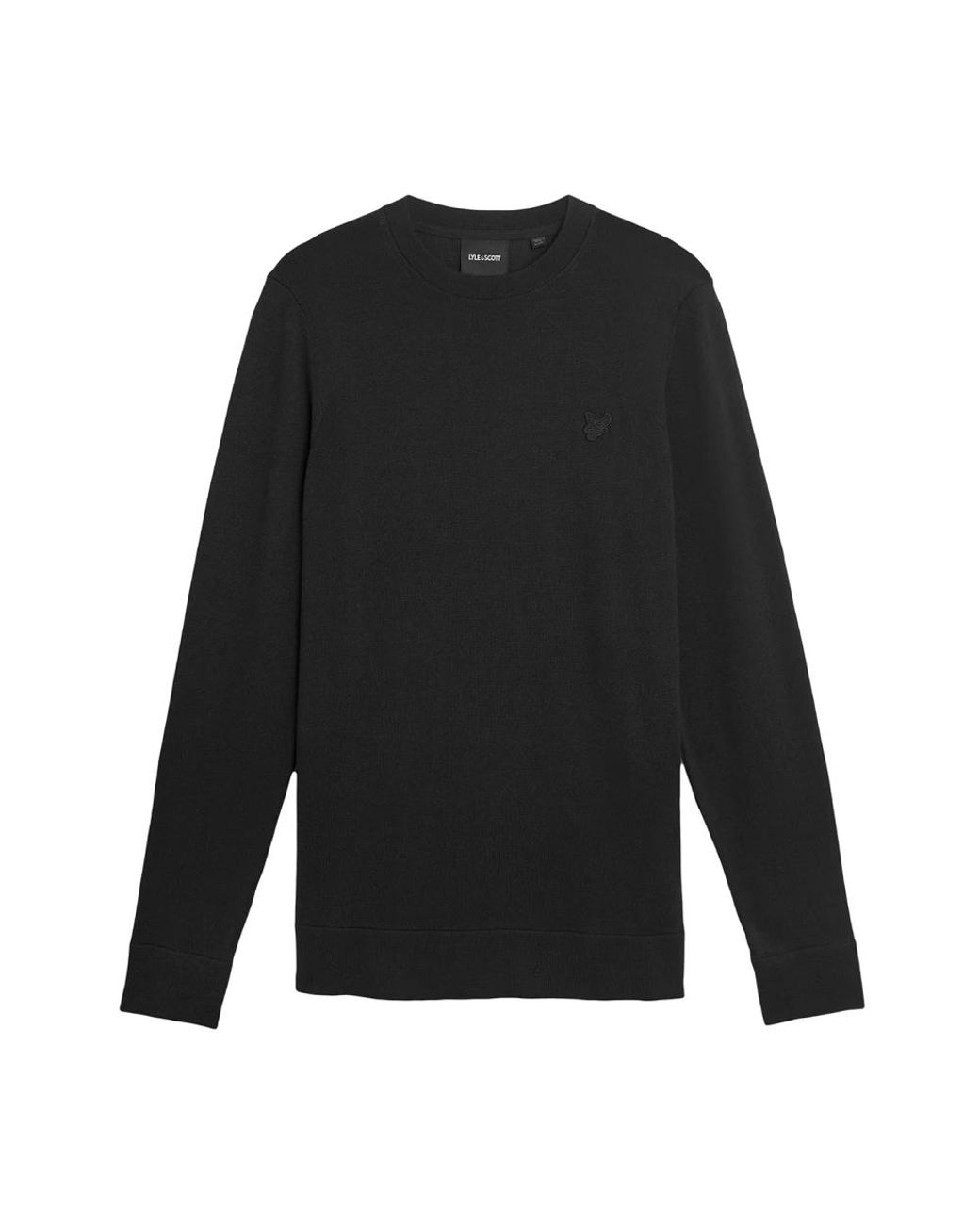Lyle & Scott Hoodies & Sweatvesten ,Zwart ,Mid Knits Tonal Superfine Crew Neck Jumper in het Black voor heren