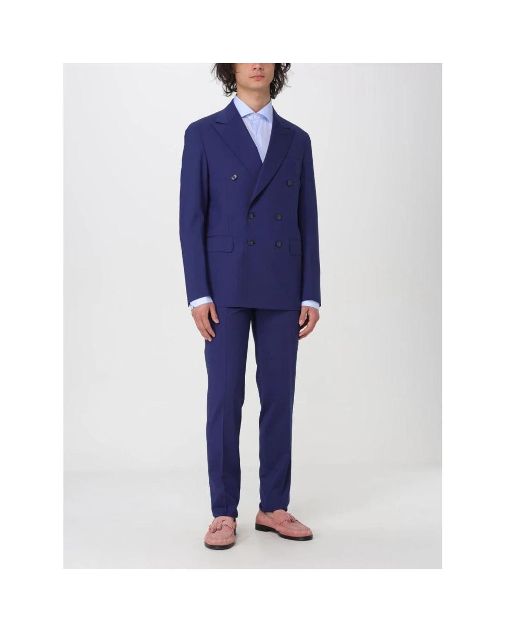 Brian Dales Kostuums ,Blauw ,Blauw Slim Fit Double Breasted Pak in het Blue voor heren