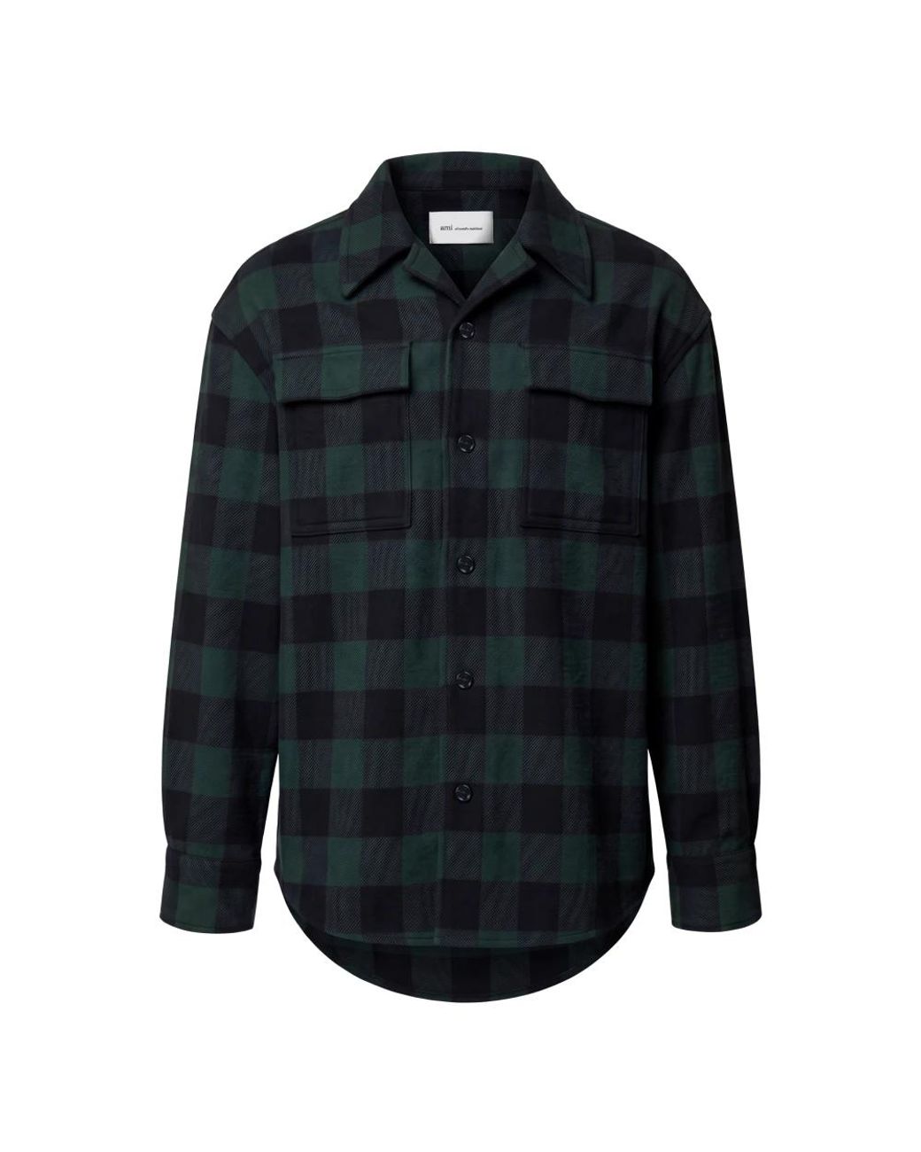 AMI Wijd Geruit Wollen Overshirt in het Blue voor heren
