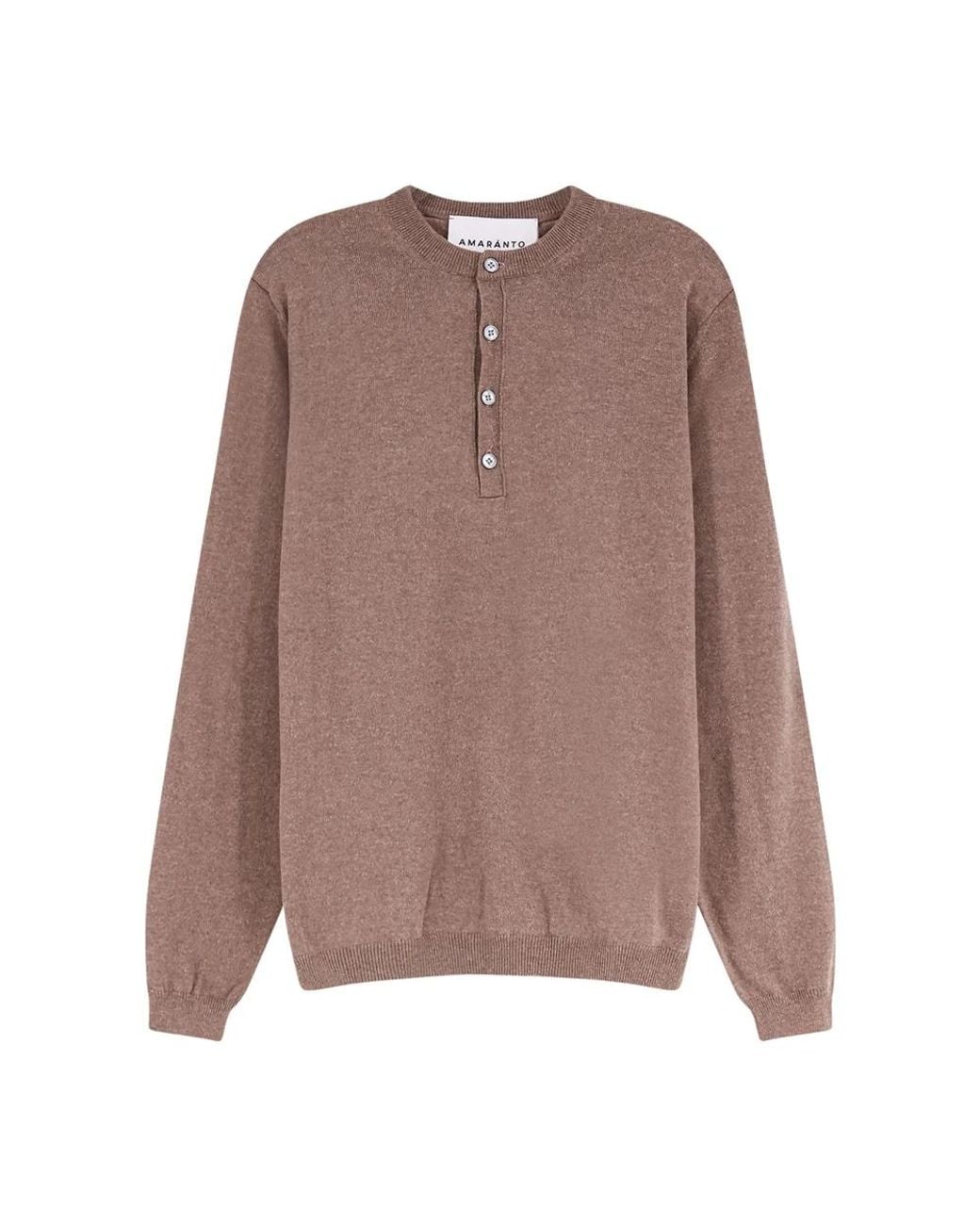 Amaranto Brown Round-Neck Knitwear for men