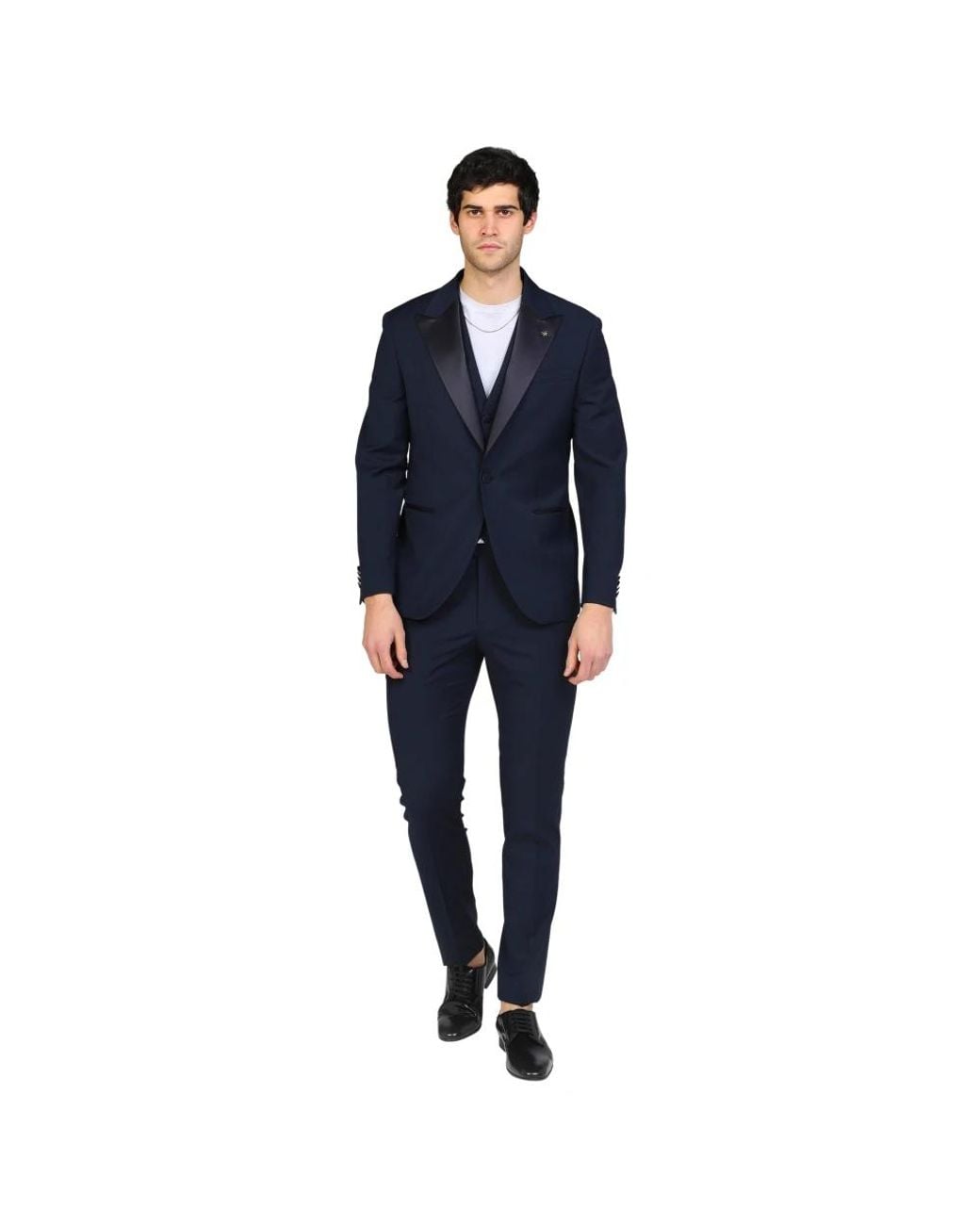 Manuel Ritz Blue Single Breasted Suits for men
