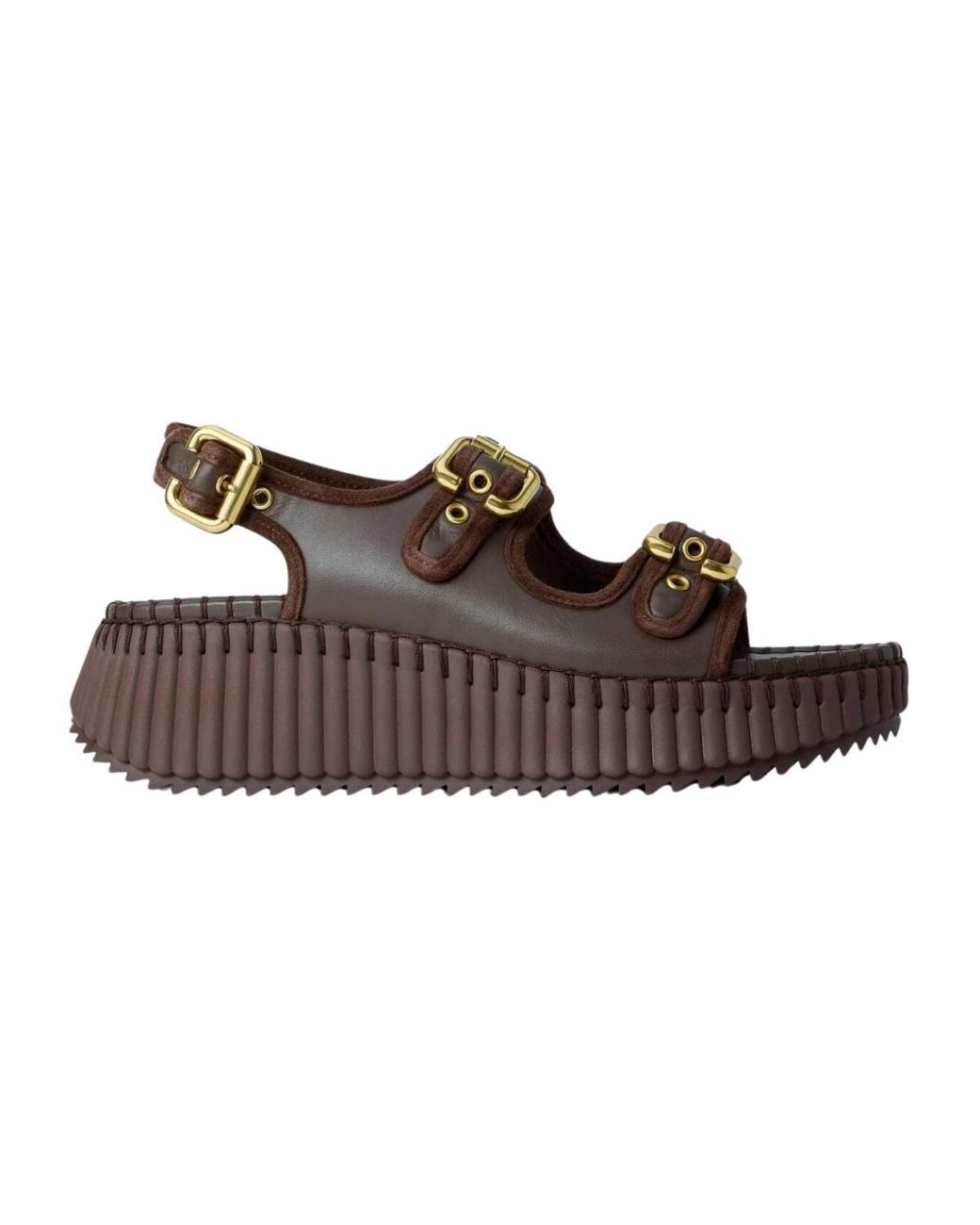 Chloé Brown Flat Sandals