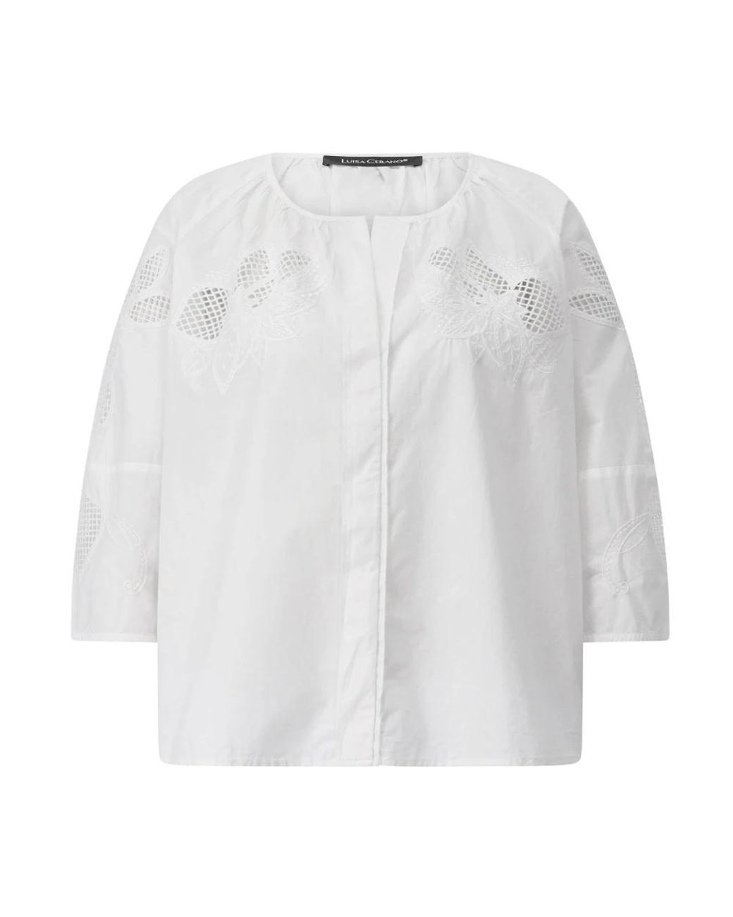 Luisa Cerano Overhemden ,Wit ,Katoen Florale Oversized Blouse in het White