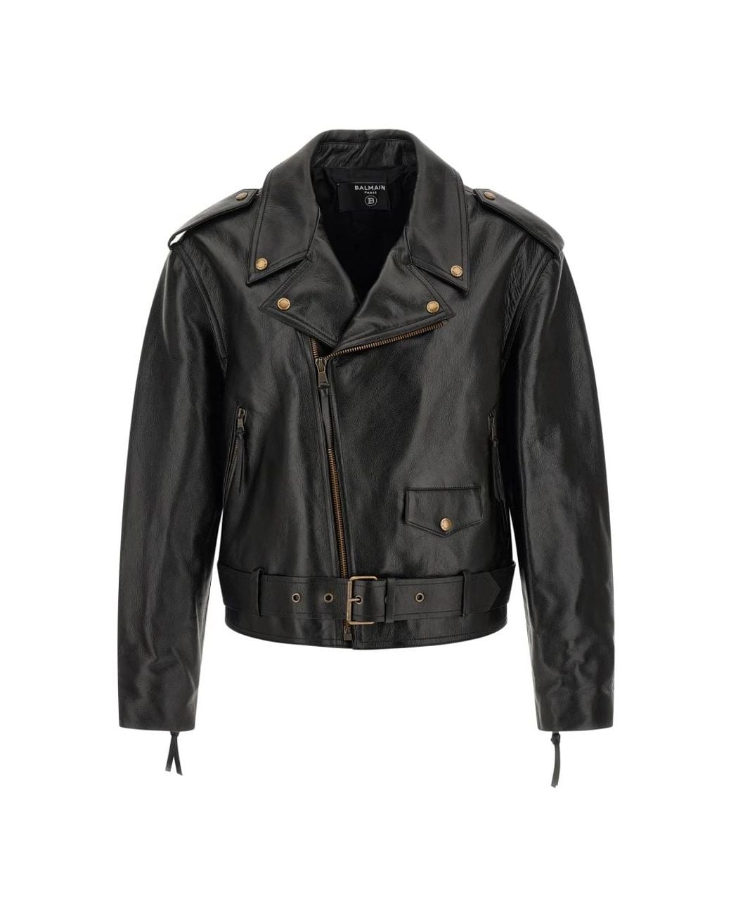Balmain Black Leather Jackets for men