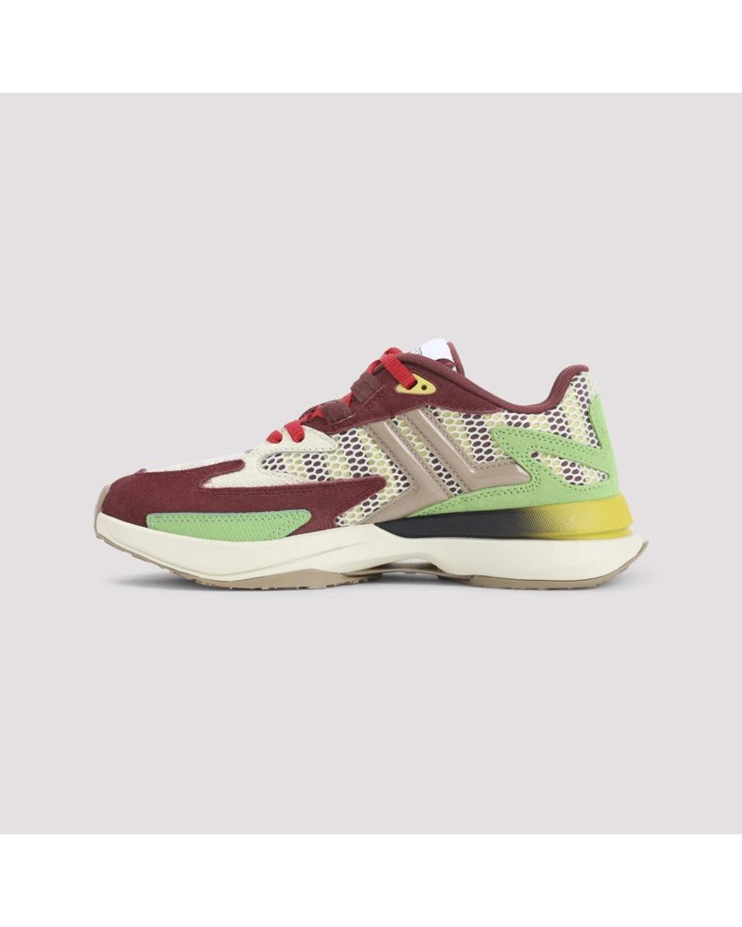 Lanvin Gray Burgundy And Jla Calf Leather Sneakers