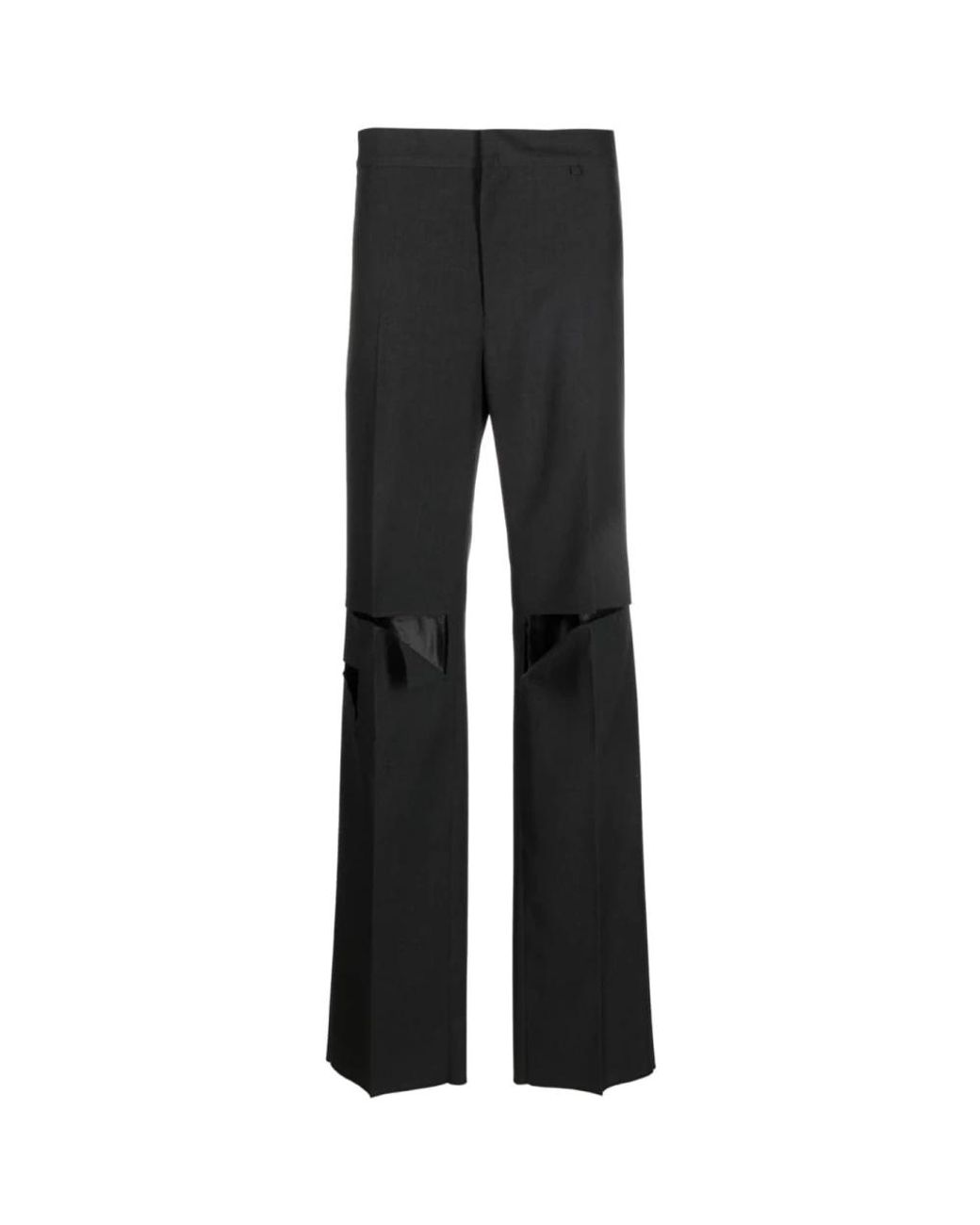 Givenchy Broeken ,Grijs ,Wol Grijze Wollen Broek Met Cut-Outs in het Black voor heren