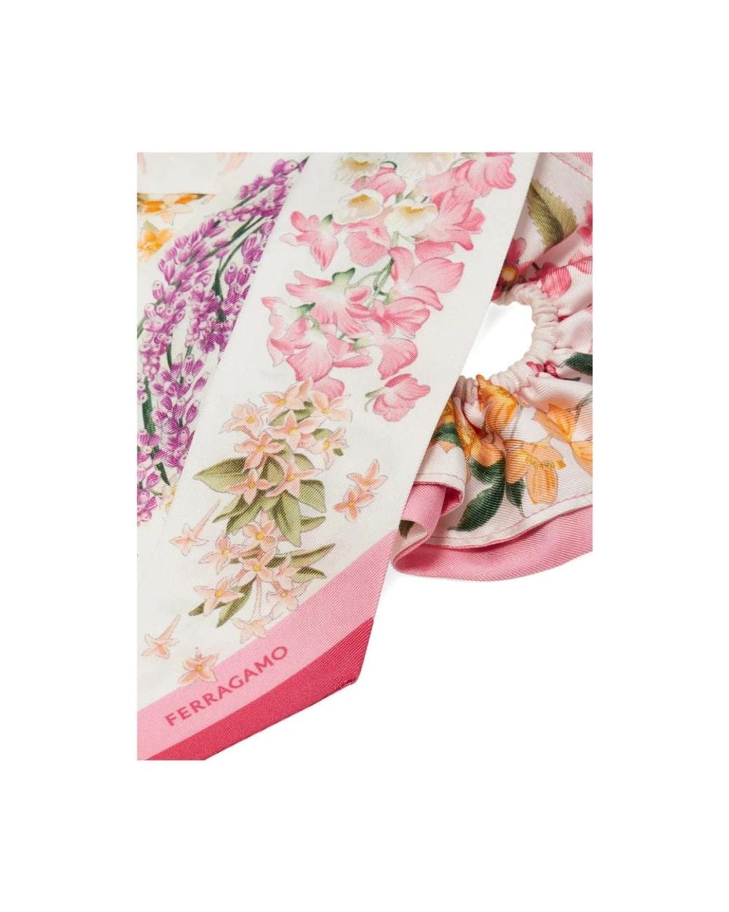 Ferragamo Pink Silk Scrunchie With Ribbon Hair Accessories