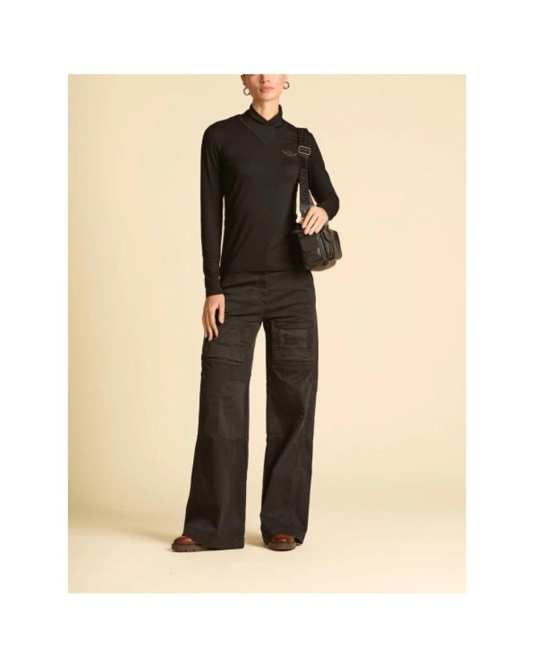 Aeronautica Militare Black Wide Trousers
