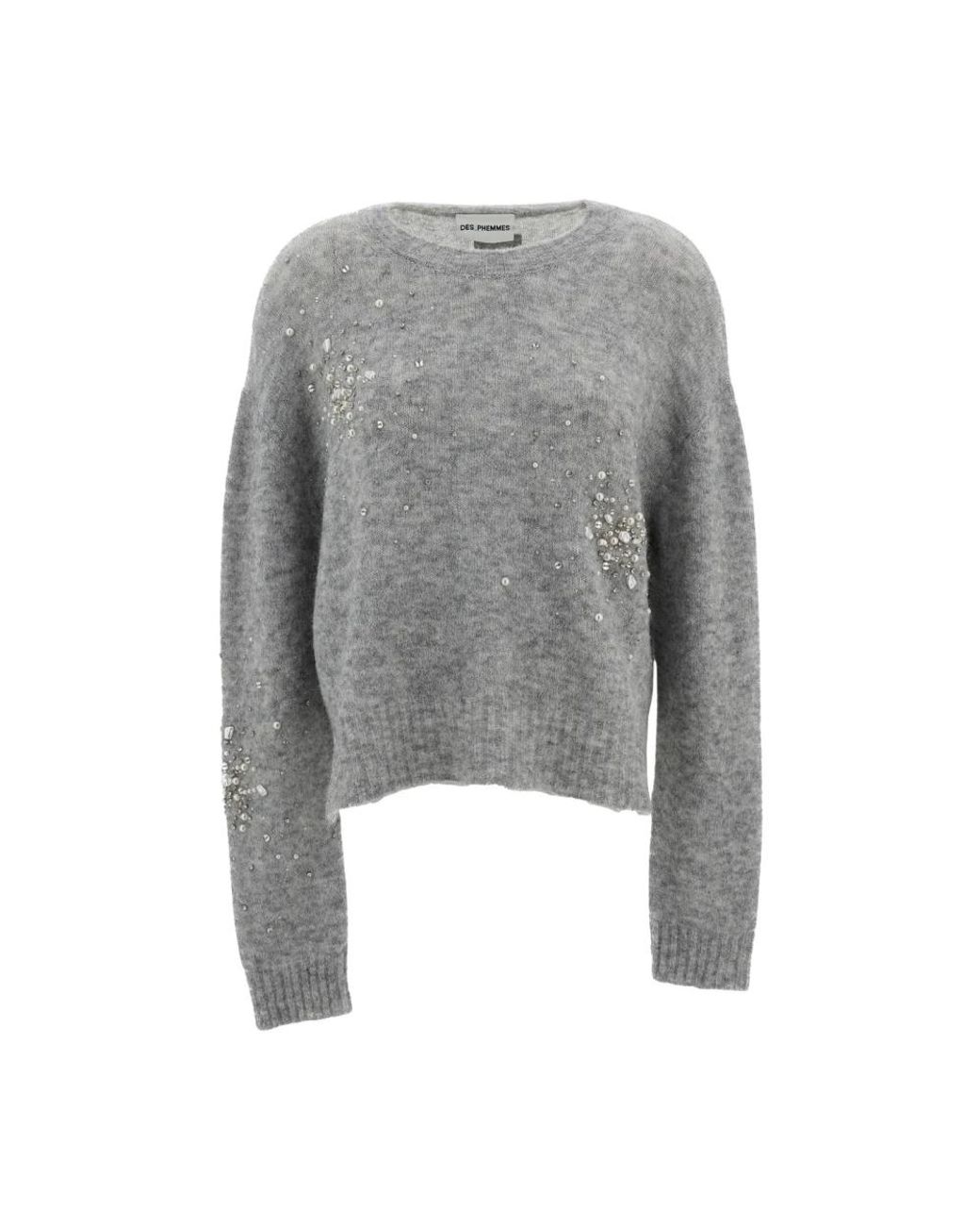Des Phemmes Gray Rundhals-Pullover
