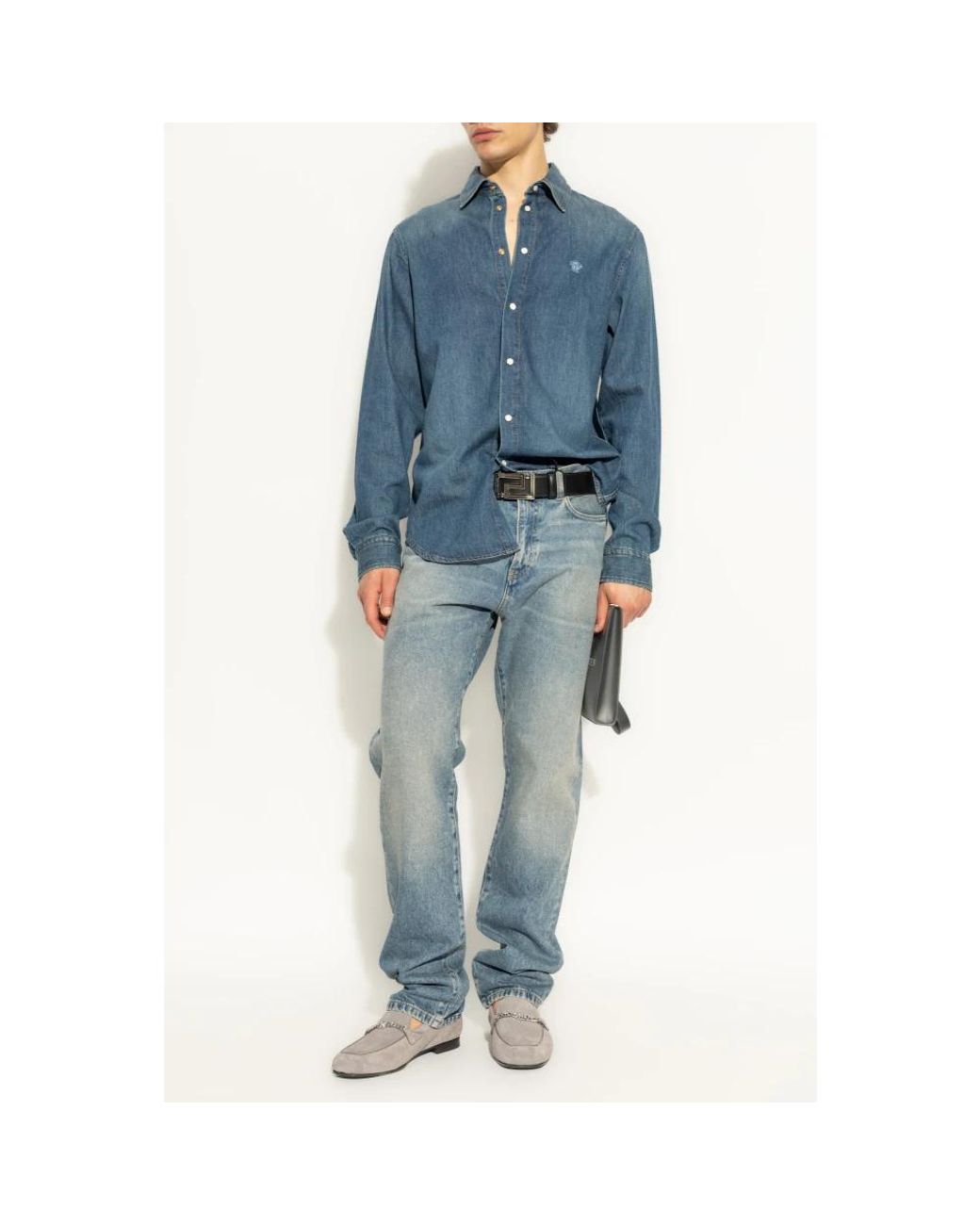 Denim Shirts Versace de hombre de color Blue