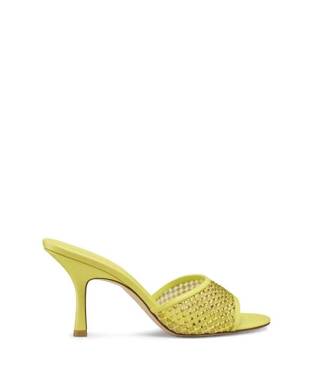 Stuart Weitzman Bareitall Shine Slide 85 in het Yellow