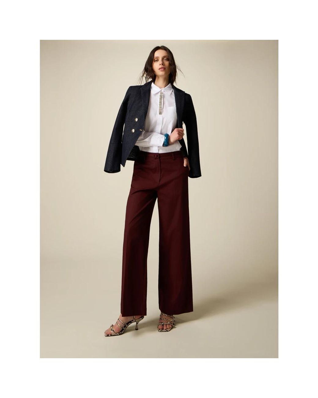 Wide Trousers Oltre de color Red