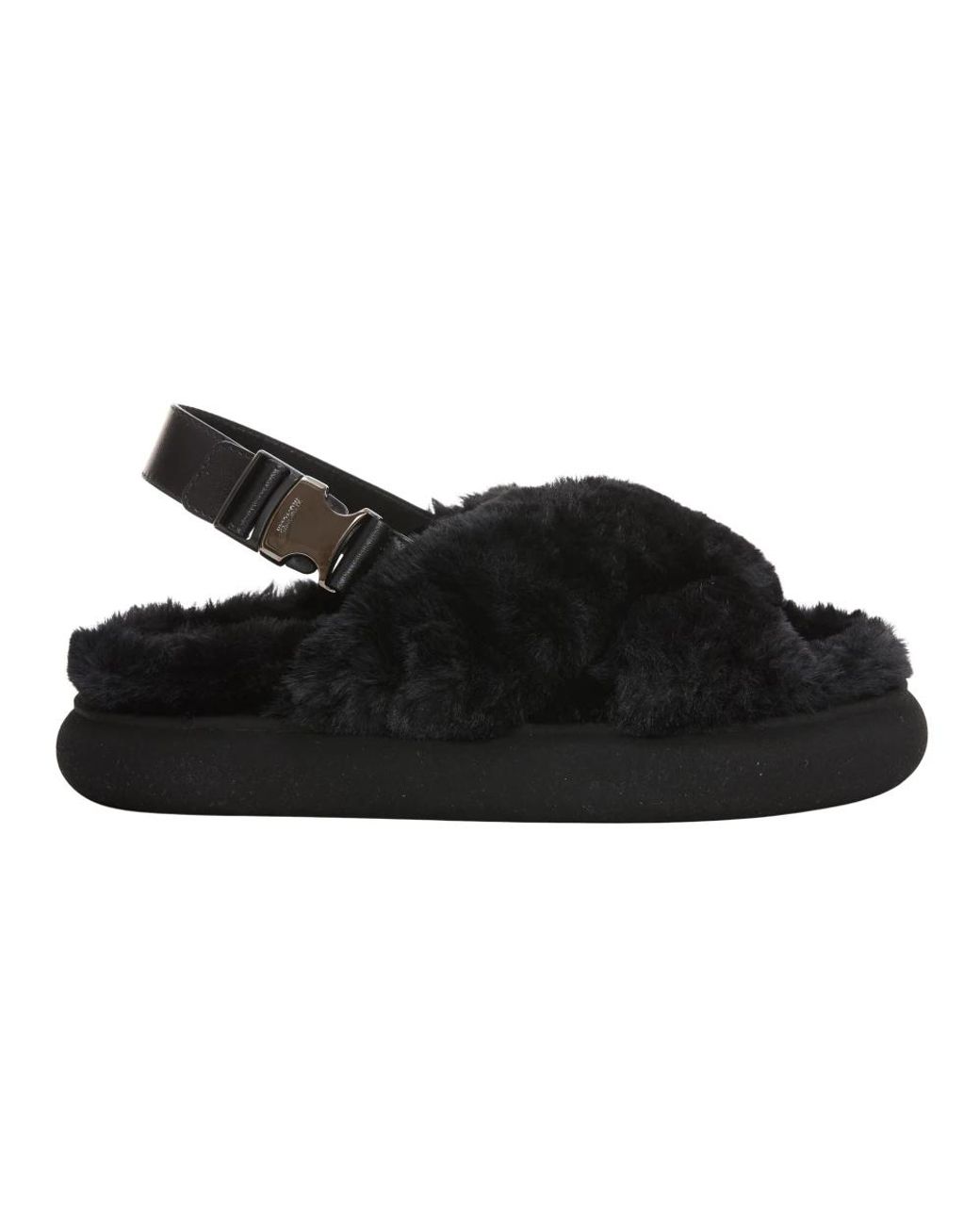Moncler Black Flat Sandals