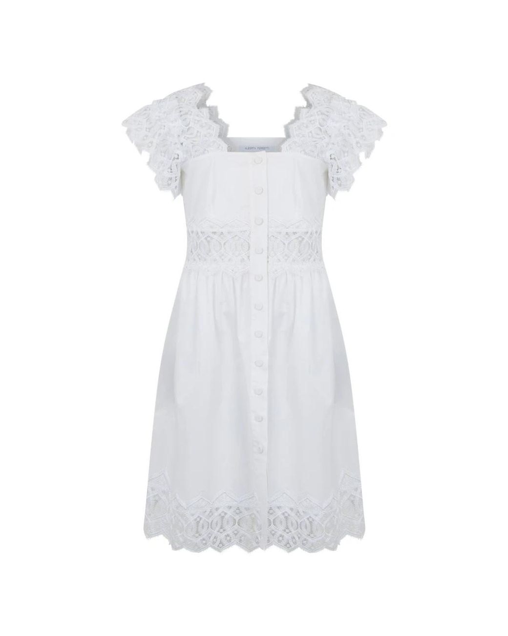 Alberta Ferretti Jurk Met Kanten Details in het White