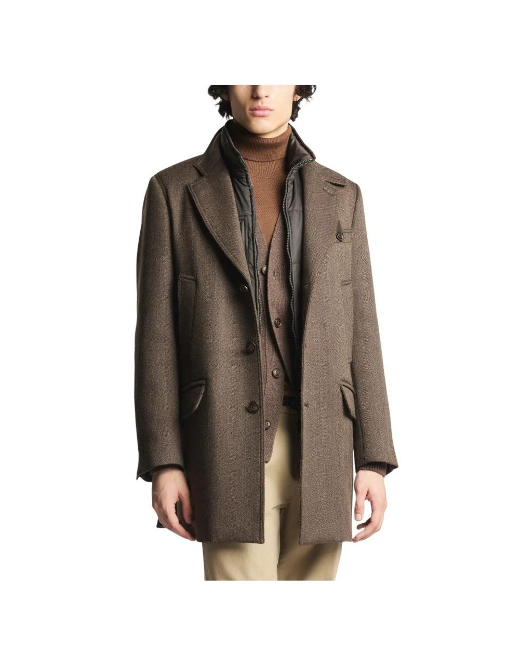 Single-Breasted Coats di Fay in Brown da Uomo