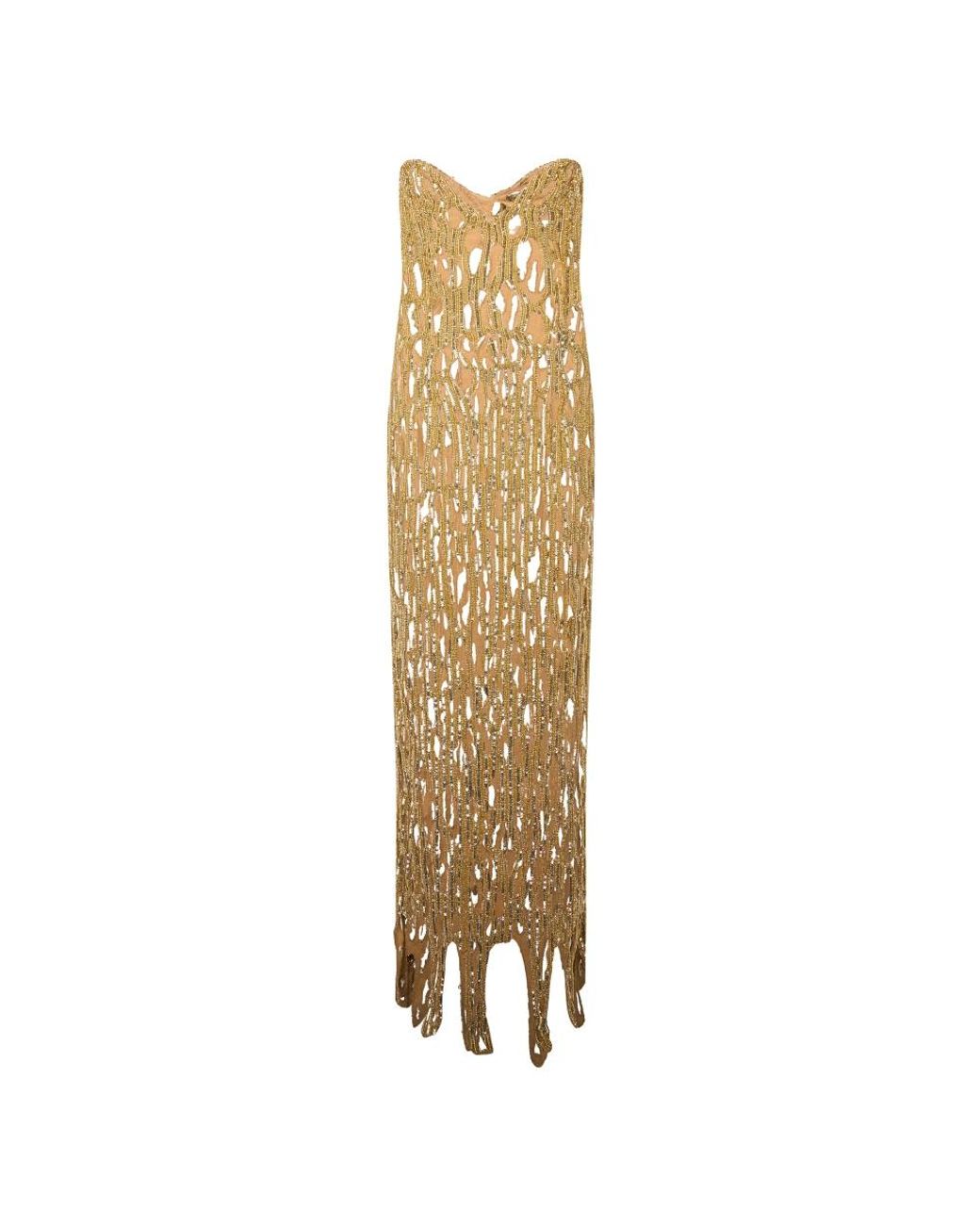 Moschino Mouwloze Jurk Met Hartvormige Halslijn in het Metallic