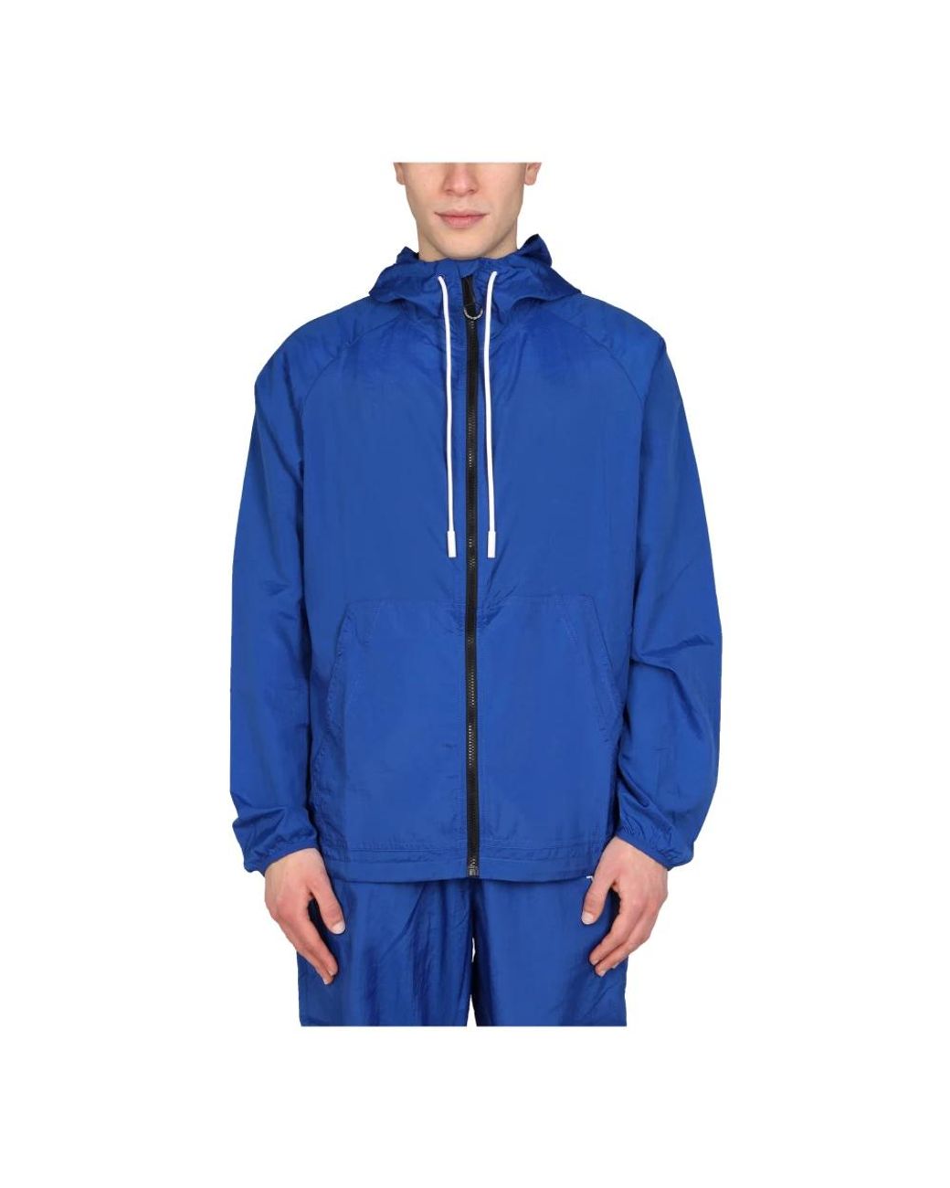 Marcelo Burlon Blue Rain Jackets for men