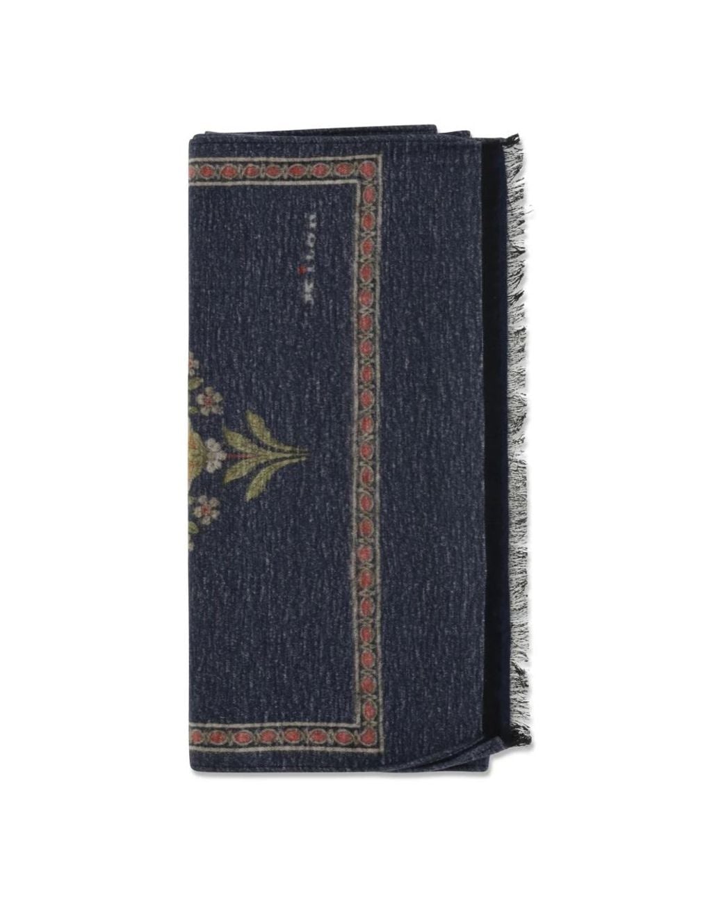 Kiton Blue Seidenschal Mit Fransen