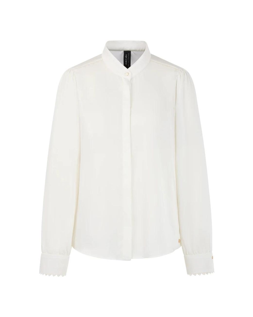 Marc Cain Overhemden ,Wit ,Polyester Blouse Met Kanten Details En Opstaande Kraag in het White